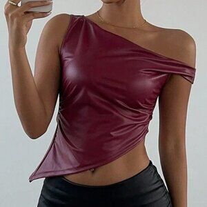 Red leather top